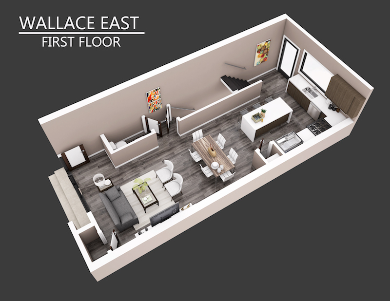 3D visual of Wallace East first floor